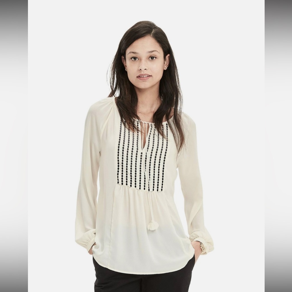 Banana Republic Embroidered Tassel Blouse, Cocoon